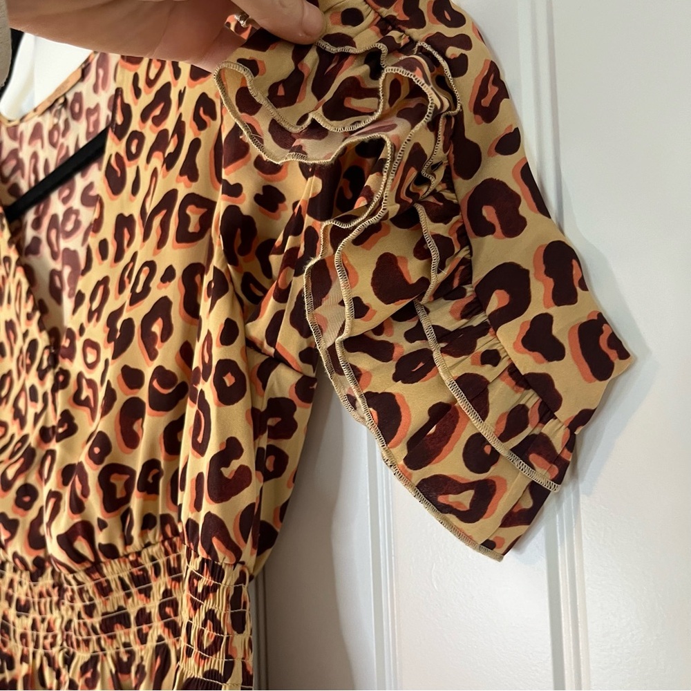 Scotch and Soda Aloha Hula Top Size Small Leopard Blouse Peplum - Picture 2 of 6